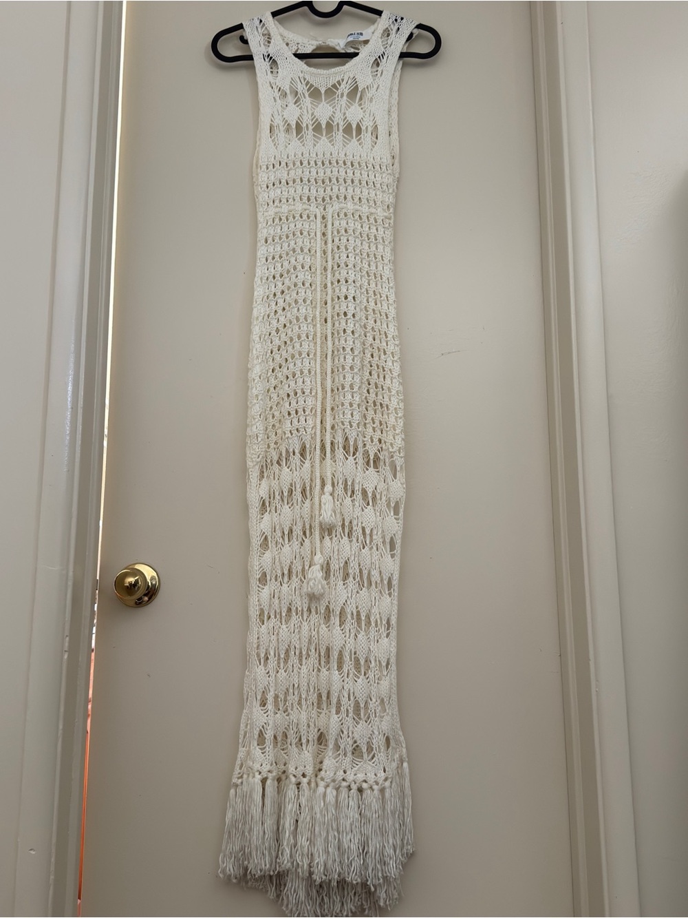 Ivory Crochet Knit Maxi Dress Coverup